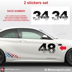 Racing number sticker in 2 copies - Torn look