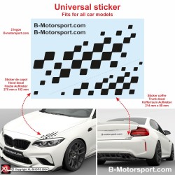 Chequered flag sticker decal for bonnet and rear trunk