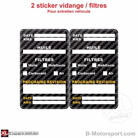 Lot de 2 stickers ENTRETIEN VIDANGE - Modèle universel look carbone