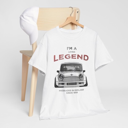 Vintage Mini Cooper I am a living Legend T-shirt mixte pour homme et femme