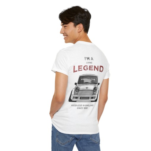 Vintage Mini Cooper I am a living Legend unisex per uomo e donna