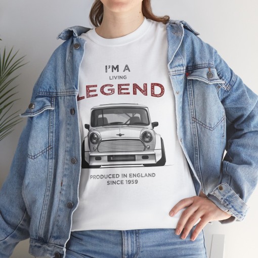 Vintage Mini Cooper I am a living Legend T-shirt mixte pour homme et femme
