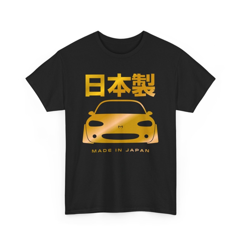 MADE IN JAPAN MX5 NB Tshirt homme pour amateurs de MAZDA MX5 noir et or