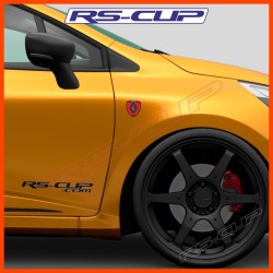 2 Adesivi logo RENAULT rosso e look carbone