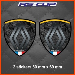 2 sticker logo RENAULT look carbone forgé