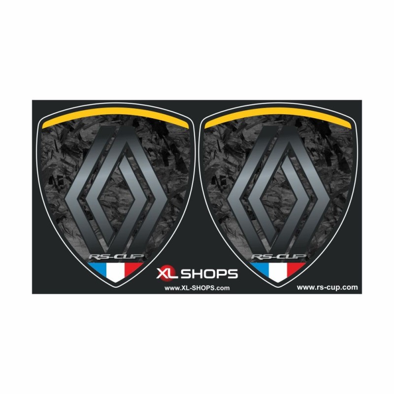 2 sticker logo RENAULT look carbone forgé