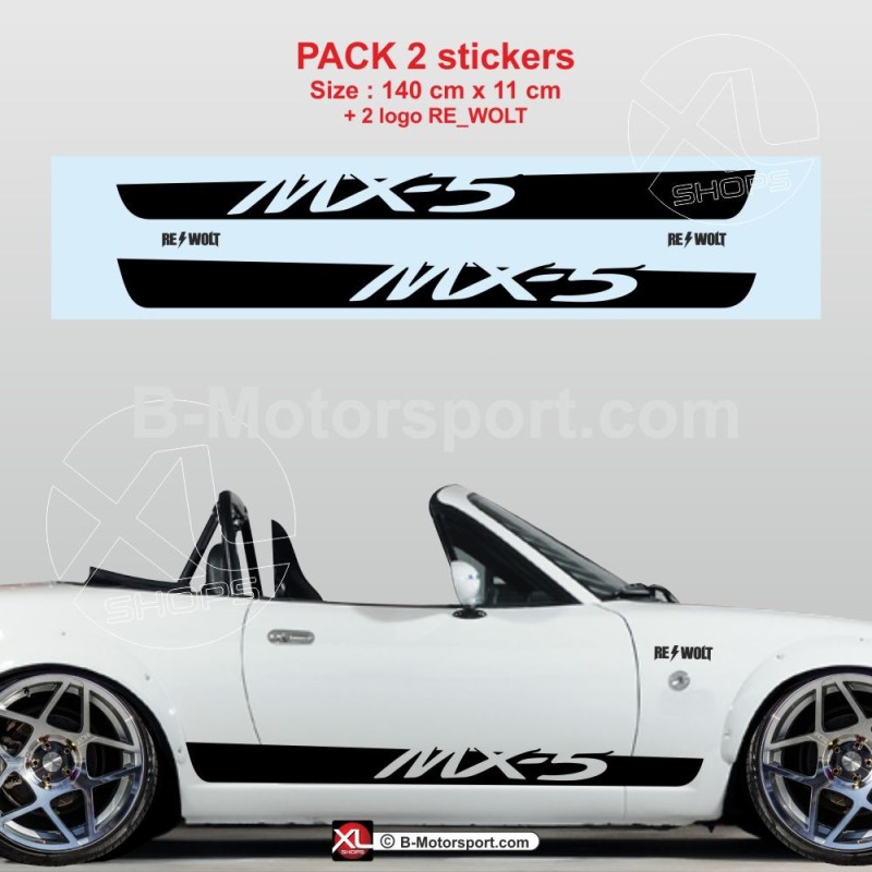 Sport side skirt sticker decals for MAZDA MX5 NA - Design 4