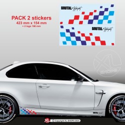 Sticker damier BMW coloris M-Power pour bas de caisse