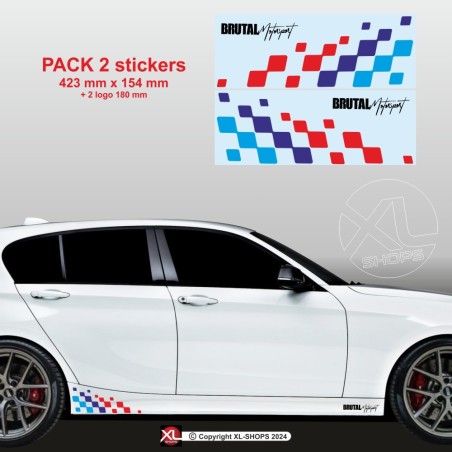 Sticker damier BMW coloris M-Power pour bas de caisse