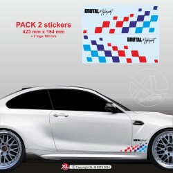 Sticker damier BMW coloris M-Power pour bas de caisse