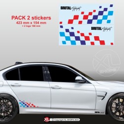 Sticker damier BMW coloris M-Power pour bas de caisse