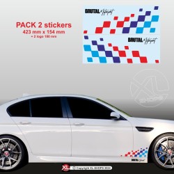 Sticker damier BMW coloris M-Power pour bas de caisse