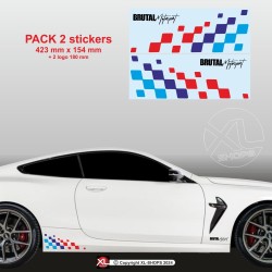 Sticker damier BMW coloris M-Power pour bas de caisse