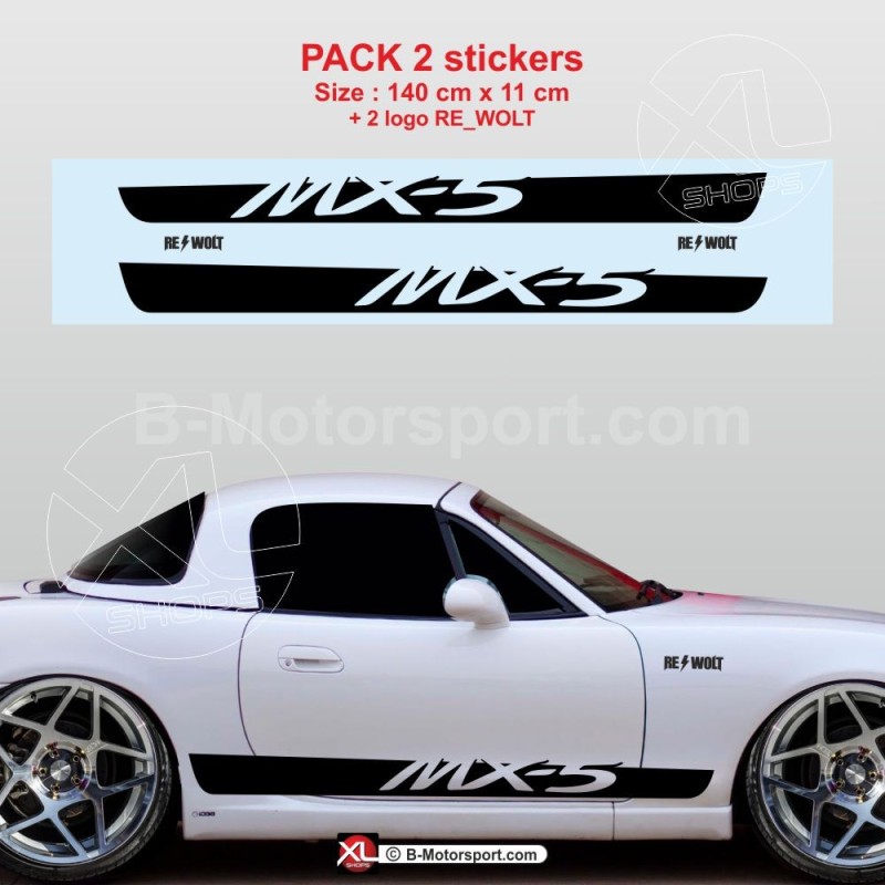 Sport side skirt sticker decals for MAZDA MX5 NB - Design 4