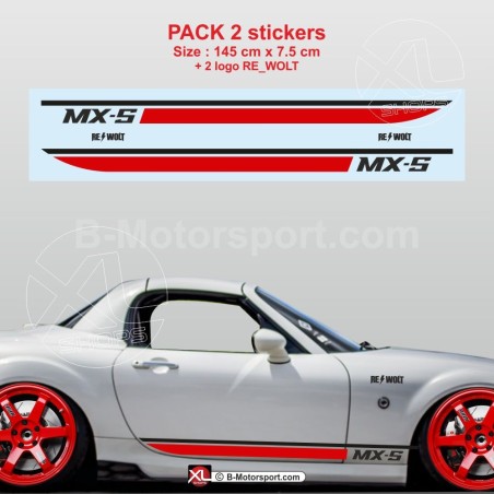 Sport side skirt sticker decals for MAZDA MX5 NC - Design 3