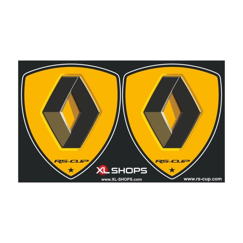 Sticker RENAULT fond jaune RS et logo noir