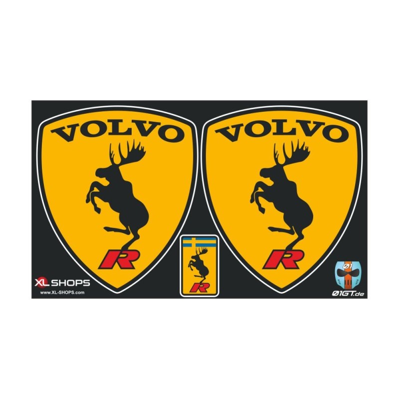 2 sticker decals VOLVO RS-Yellow and black logo