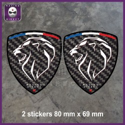 2 PEUGEOT Lion Carbon look sticker decal