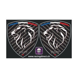 2 PEUGEOT Lion Carbon look sticker decal