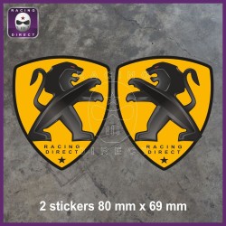 2 PEUGEOT SPORT yellow black sticker decal