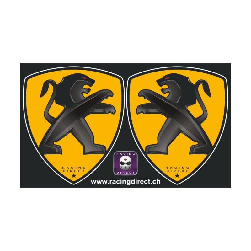 2 PEUGEOT SPORT yellow black sticker decal