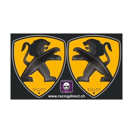 2 PEUGEOT SPORT yellow black sticker decal