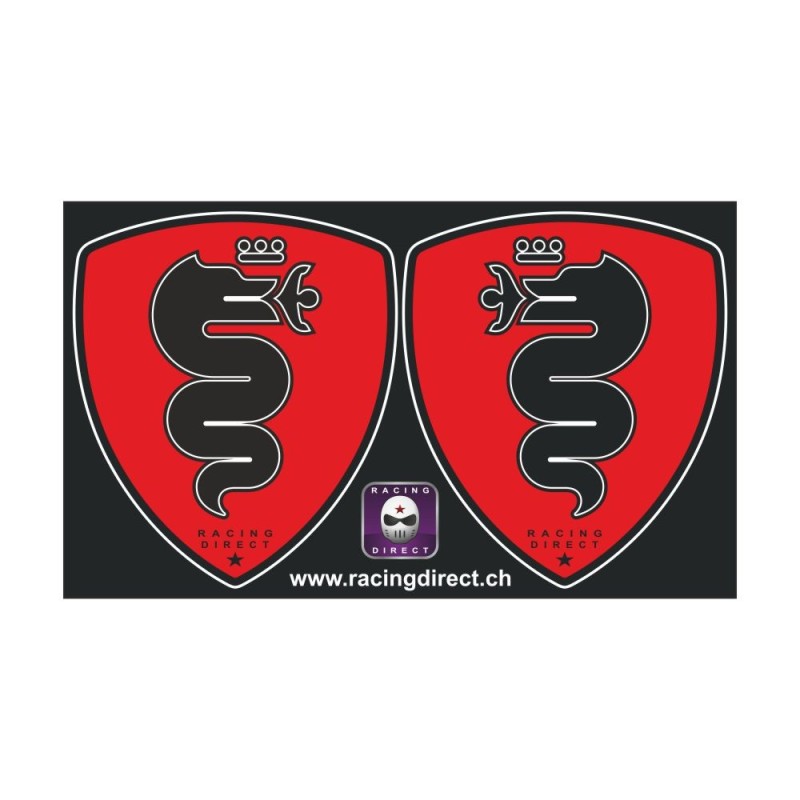 2 sticker Dragon ALFA ROMEO rouge noir