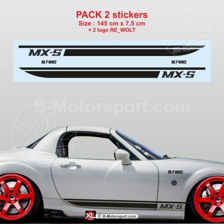 Sport side skirt sticker decals for MAZDA MX5 NC - Design 4