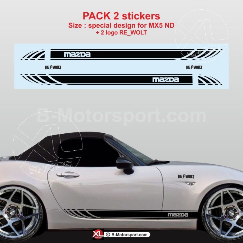 Sport side skirt sticker decals for MAZDA MX5 ND - Design 4