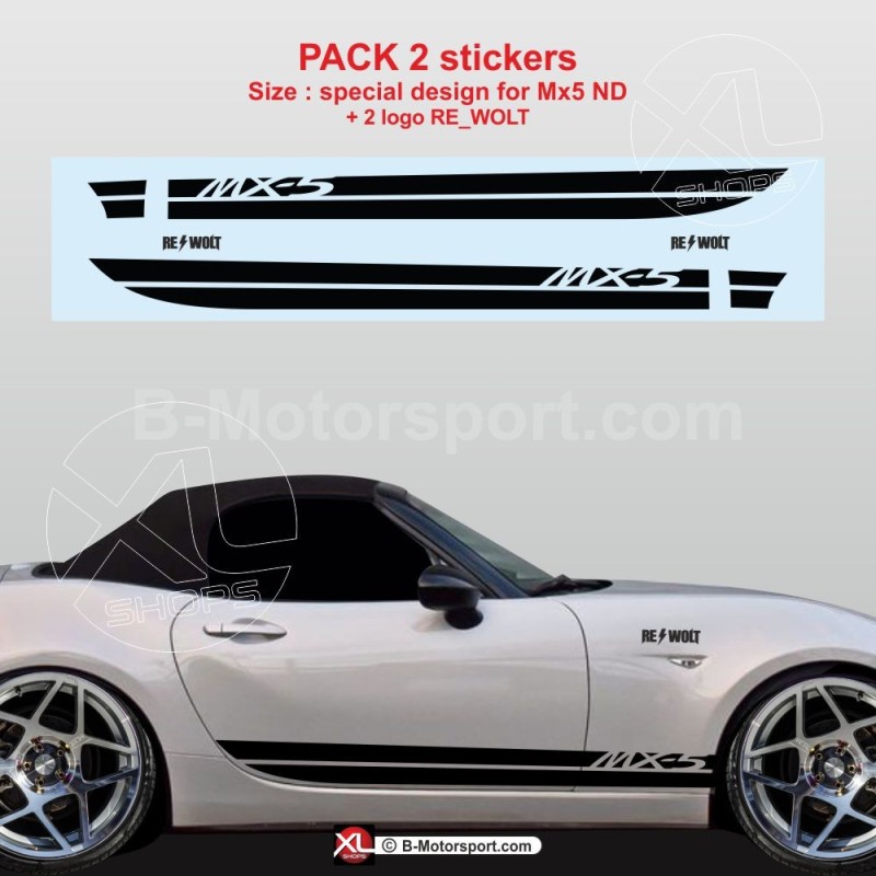 Sport side skirt sticker decals for MAZDA MX5 ND - Design 6