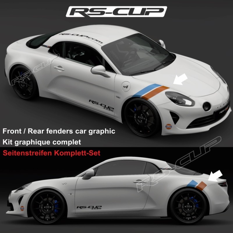 GULF STYLE Seitenstreifen Aufkleber für ALPINE A110