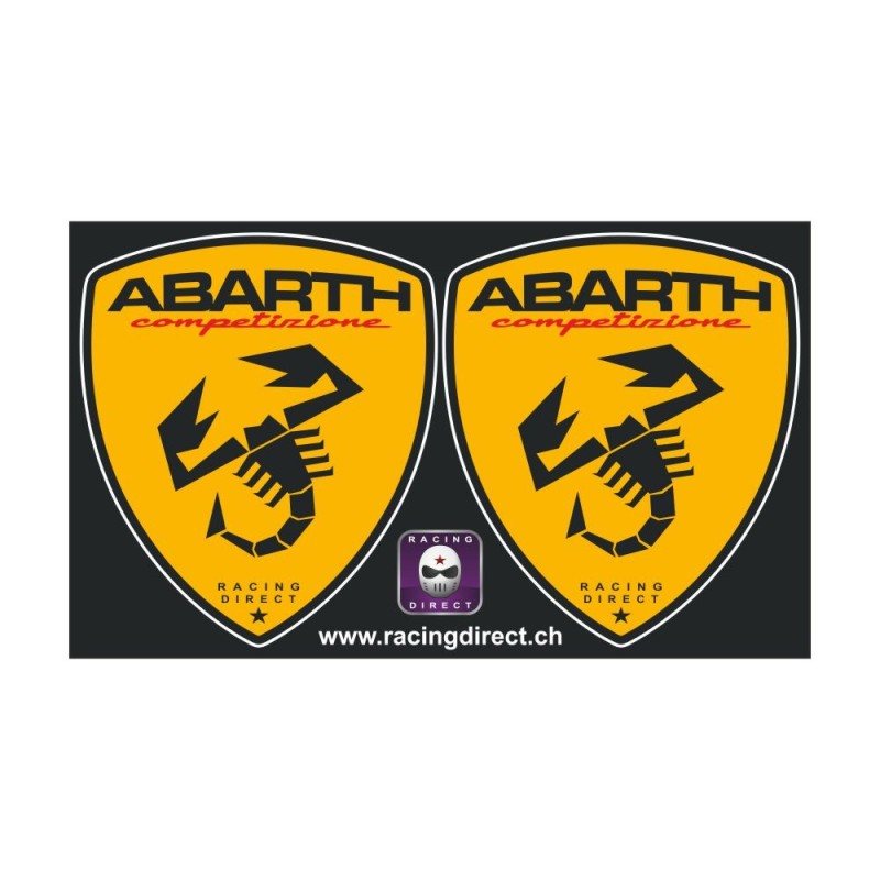 2 Adesivi logo FIAT ABARTH giallo e scorpione negro