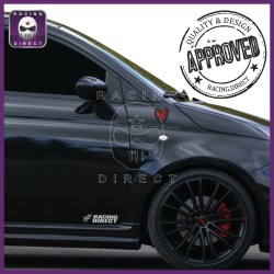 2 Adesivi logo FIAT ABARTH scorpione rosso e carbon-look