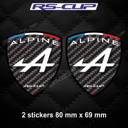 2 Adesivi logo ALPINE look carbone