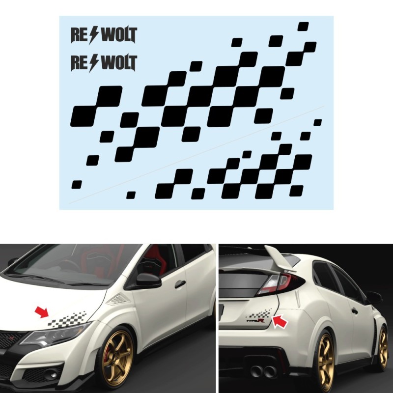 Chequered flag for HONDA sticker decal for bonnet and rear trunk