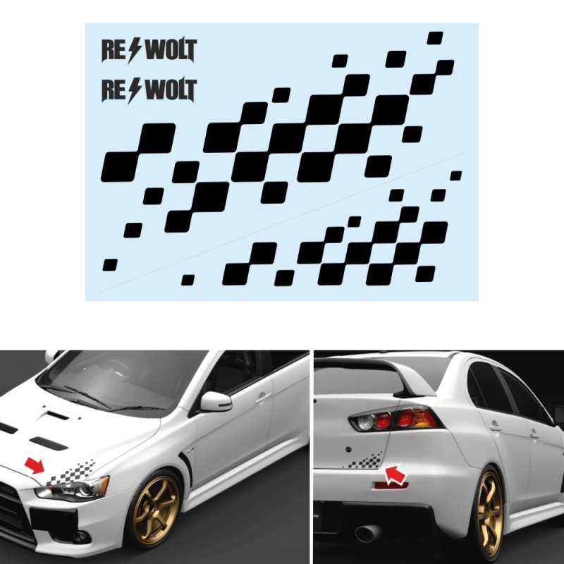 Chequered flag for MITSUBISHI sticker decal for bonnet and rear trunk