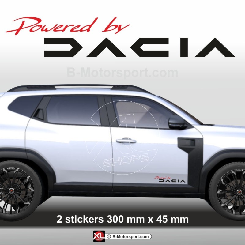 1 lot de 2 stickers Powered by DACIA