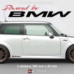 1 set of 2 sticker decal Powered by BMW for MINI COOPER