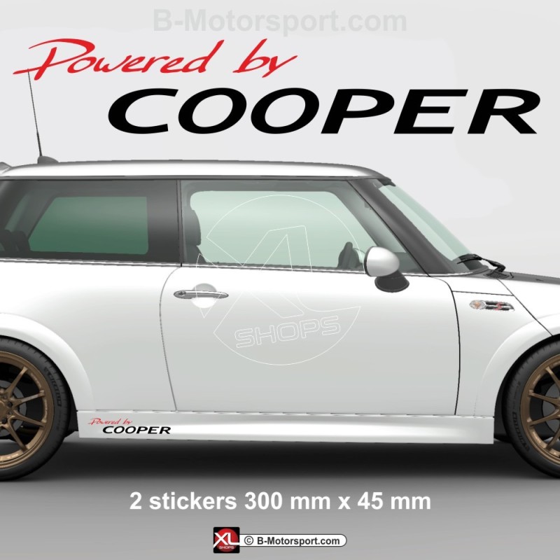 1 lot de 2 stickers Powered by COOPER pour MINI