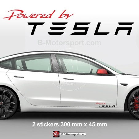 1 set of 2 sticker decal Powered by TESLA