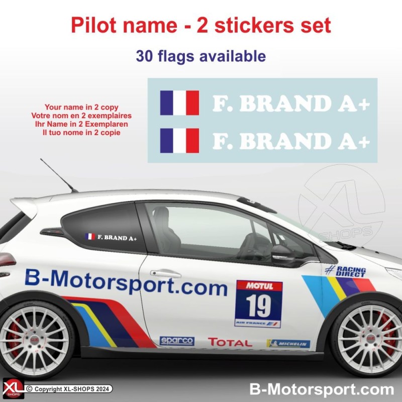 Sticker with driver or co-driver name in 2 copies - Type 1