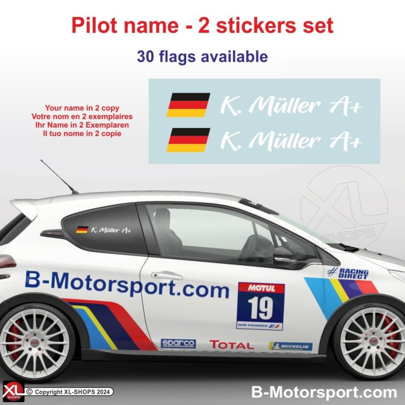 Sticker with driver or co-driver name in 2 copies - Type 6