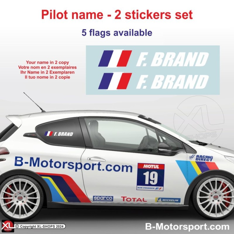 Sticker with driver or co-driver name in 2 copies - Type 7