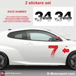 Racing number sticker in 2 copies - Torn look