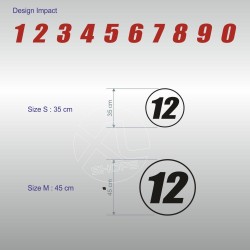 Racing number sticker in 2 copies - Impact look