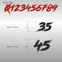 Racing number sticker in 2 copies - Rage look