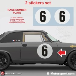 RESTOMOD Customizable round race number plate sticker 2 copies