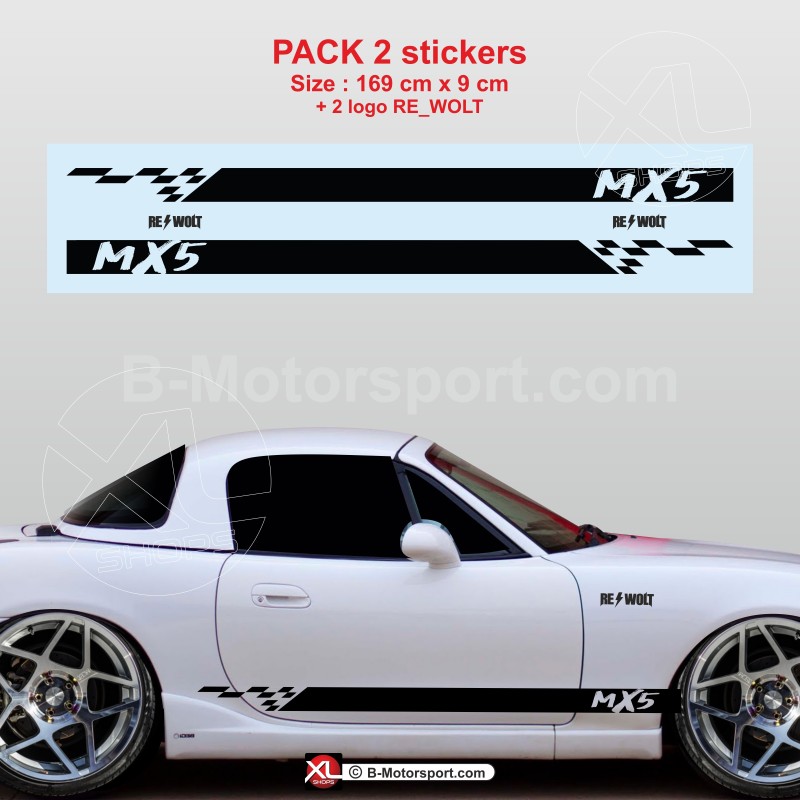 Sport side skirt sticker decals for MAZDA MX5 NB - Design 5