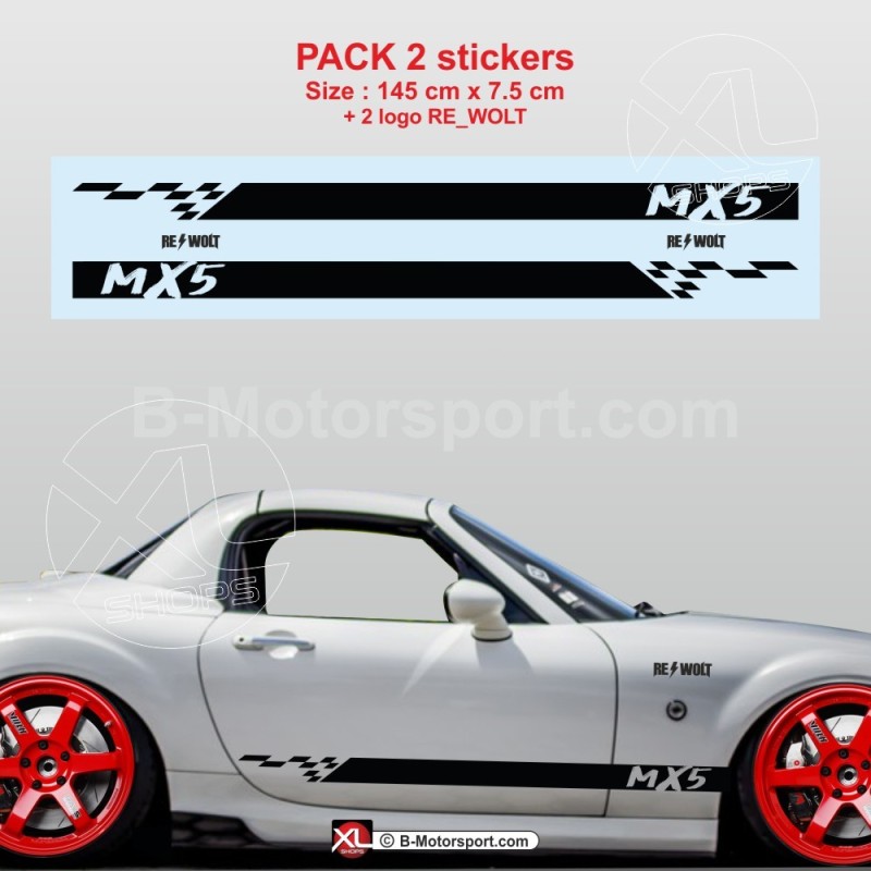 Sport side skirt sticker decals for MAZDA MX5 NC - Design 2