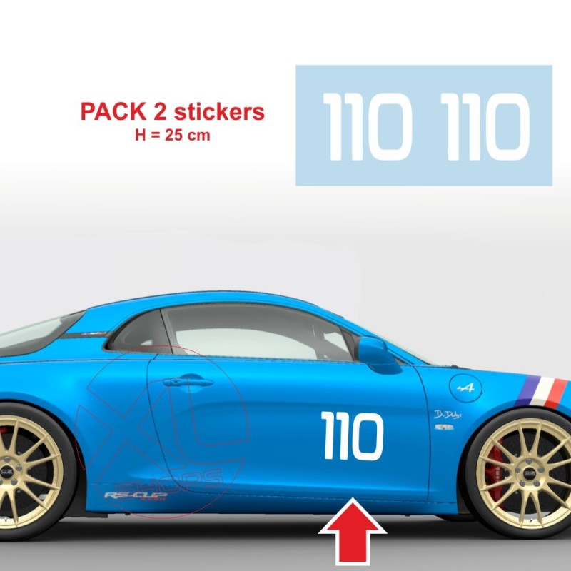 110 Racing number sticker in 2 copies for Alpine A110 - Type 1